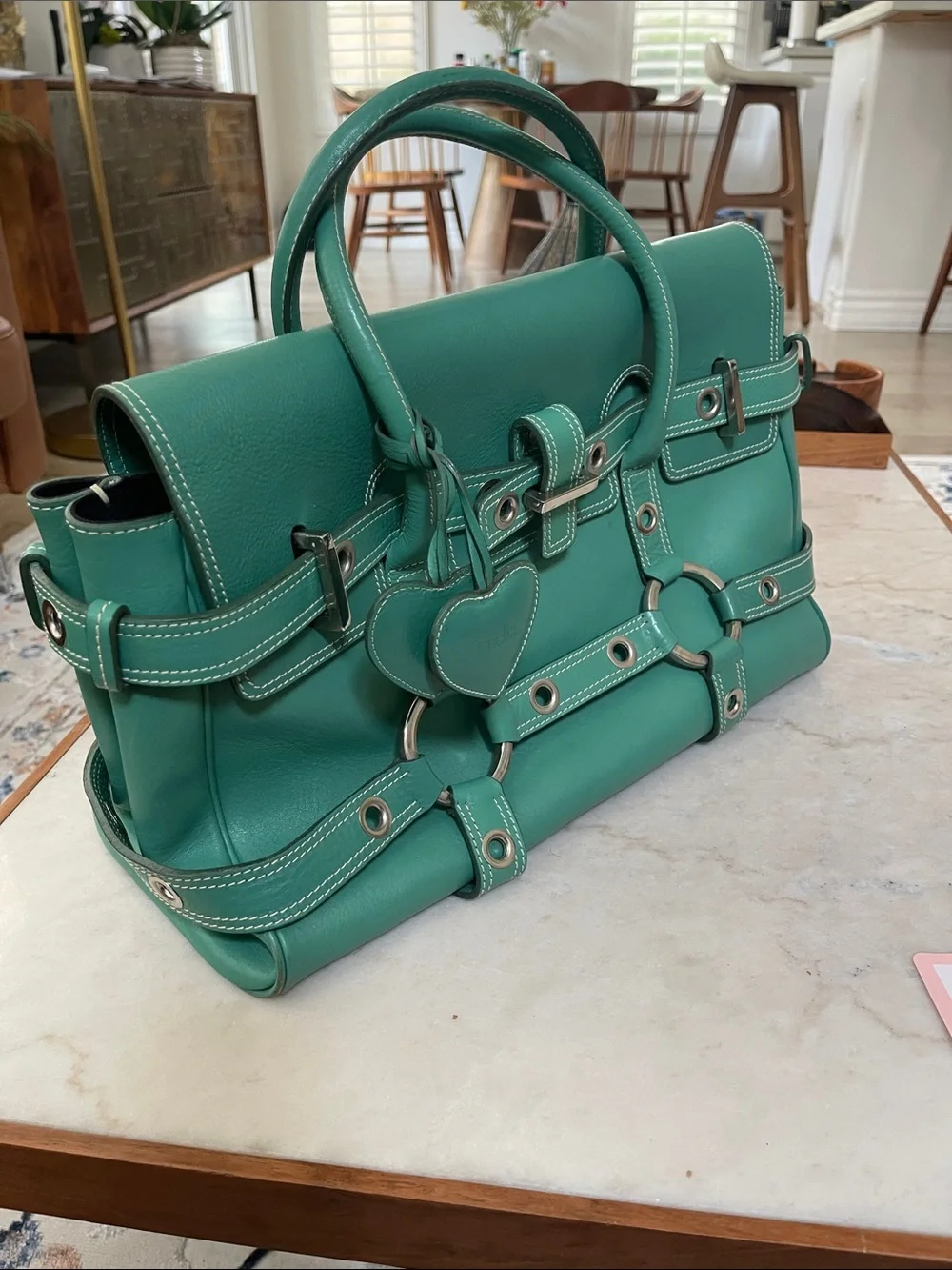 Luella Bartley Gisele handbag by Mullbery Teal Green Leather Satchel